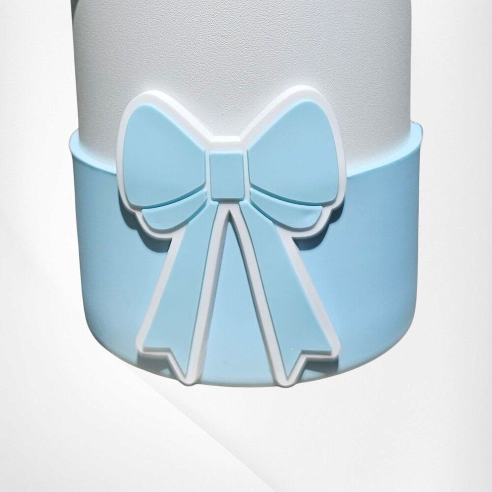 Spring Blue Jumbo Bow Silicone Tumbler Boot - Discount Available